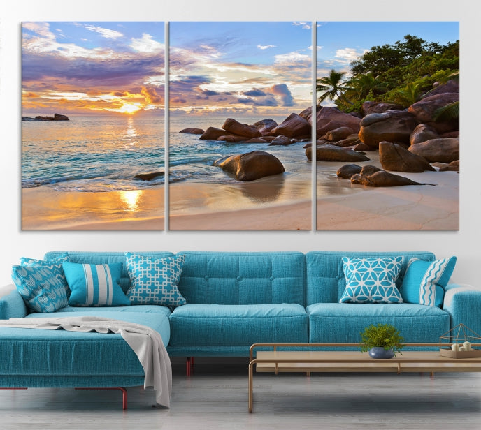 Tropical Island Beach Sunset Canvas Print