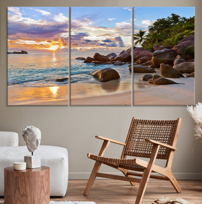 Tropical Island Beach Sunset Canvas Print