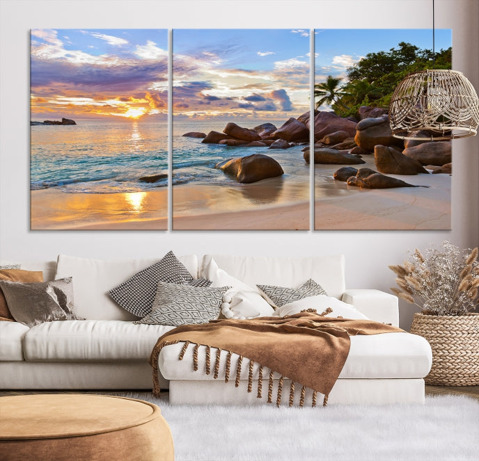 Tropical Island Beach Sunset Canvas Print