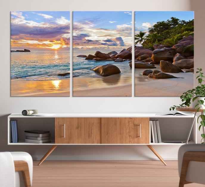 Tropical Island Beach Sunset Canvas Print