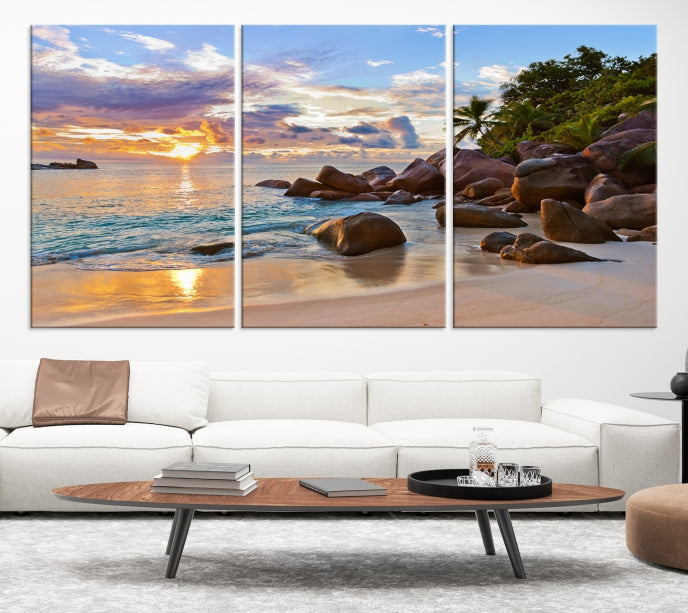 Tropical Island Beach Sunset Canvas Print