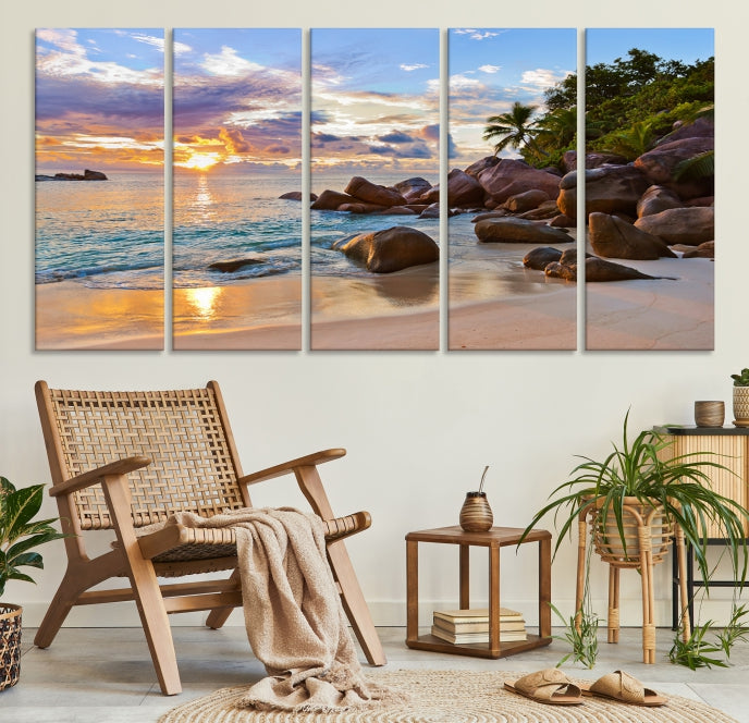 Tropical Island Beach Sunset Canvas Print