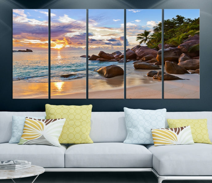 Tropical Island Beach Sunset Canvas Print