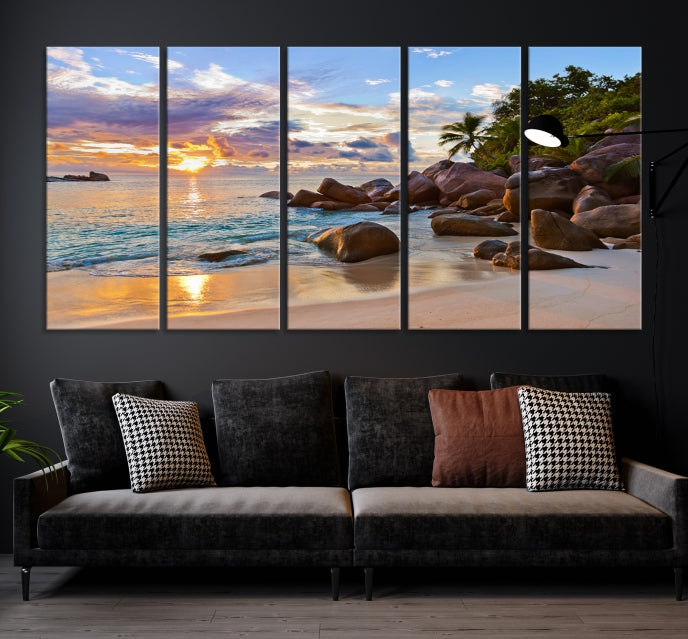 Tropical Island Beach Sunset Canvas Print