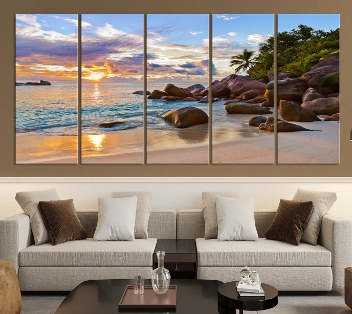 Tropical Island Beach Sunset Canvas Print