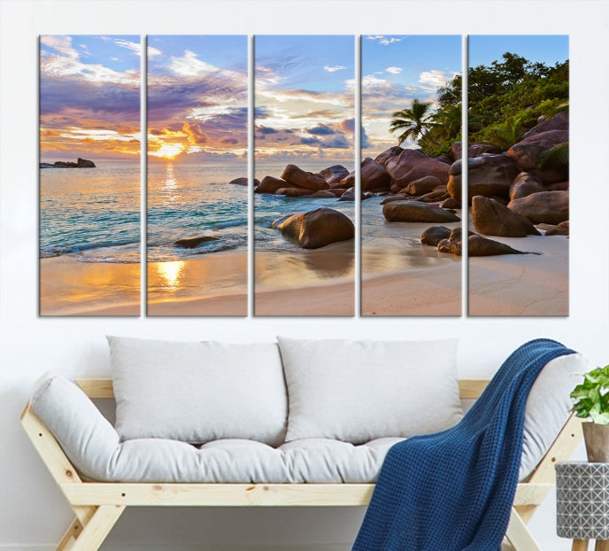 Tropical Island Beach Sunset Canvas Print