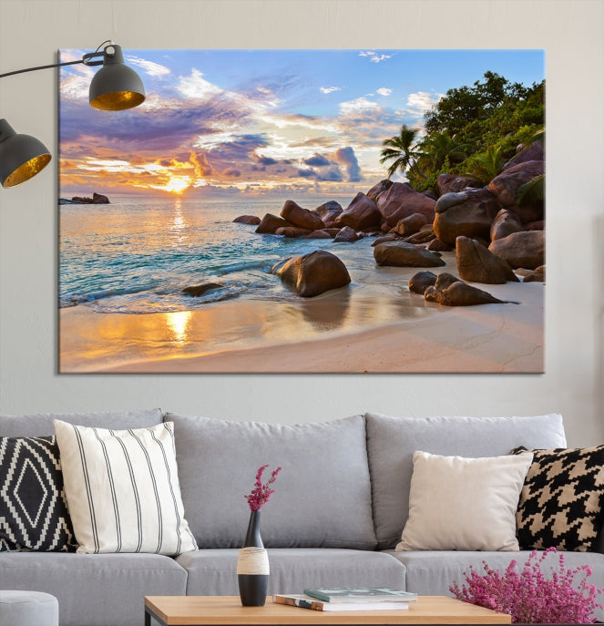 Tropical Island Beach Sunset Canvas Print