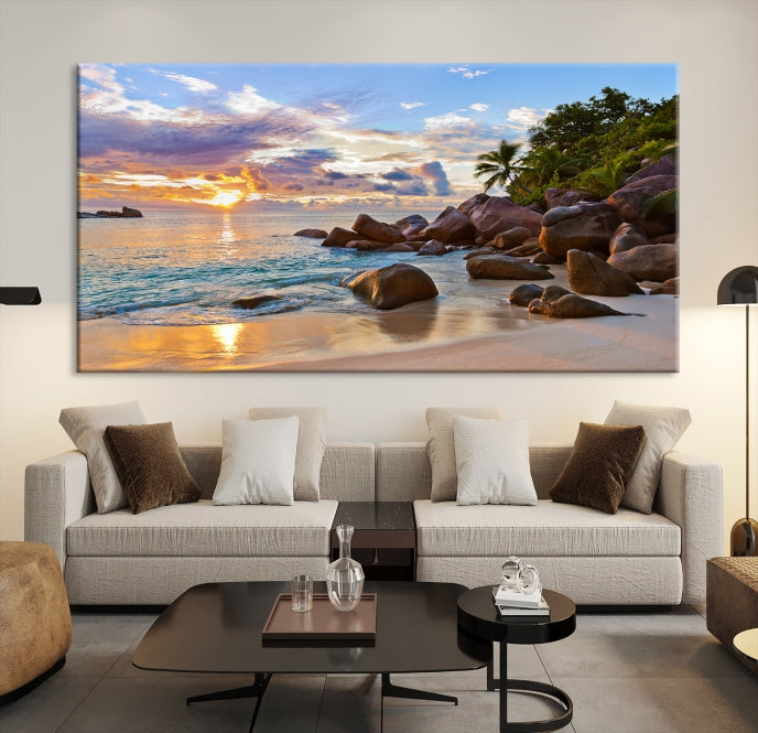 Tropical Island Beach Sunset Canvas Print