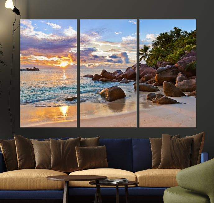 Tropical Island Beach Sunset Canvas Print