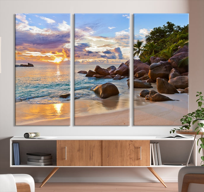 Tropical Island Beach Sunset Canvas Print