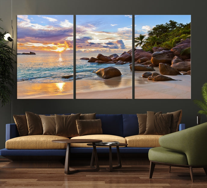 Tropical Island Beach Sunset Canvas Print