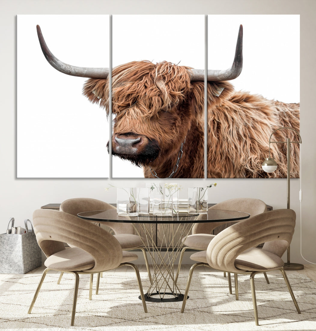 Self Portrait of Highland Cow Canvas Wall Art Print Animal Picture Artwork