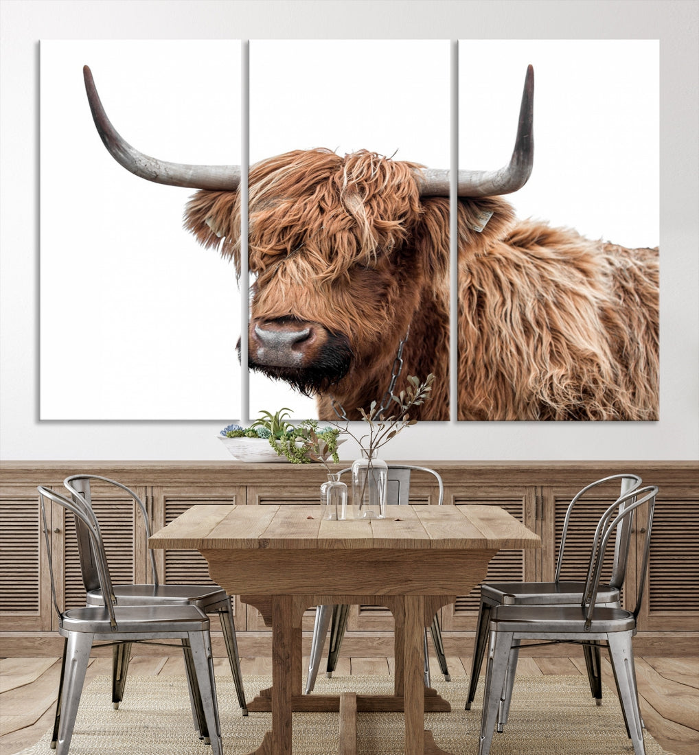 Self Portrait of Highland Cow Canvas Wall Art Print Animal Picture Artwork