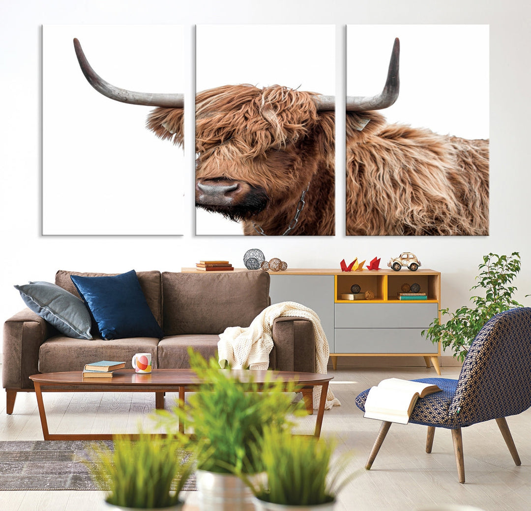 Self Portrait of Highland Cow Canvas Wall Art Print Animal Picture Artwork