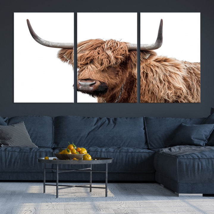 Self Portrait of Highland Cow Canvas Wall Art Print Animal Picture Artwork