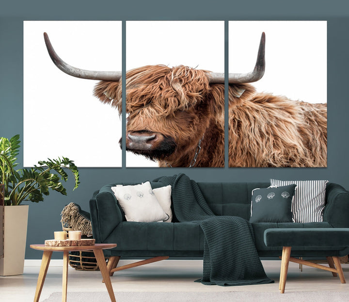 Self Portrait of Highland Cow Canvas Wall Art Print Animal Picture Artwork