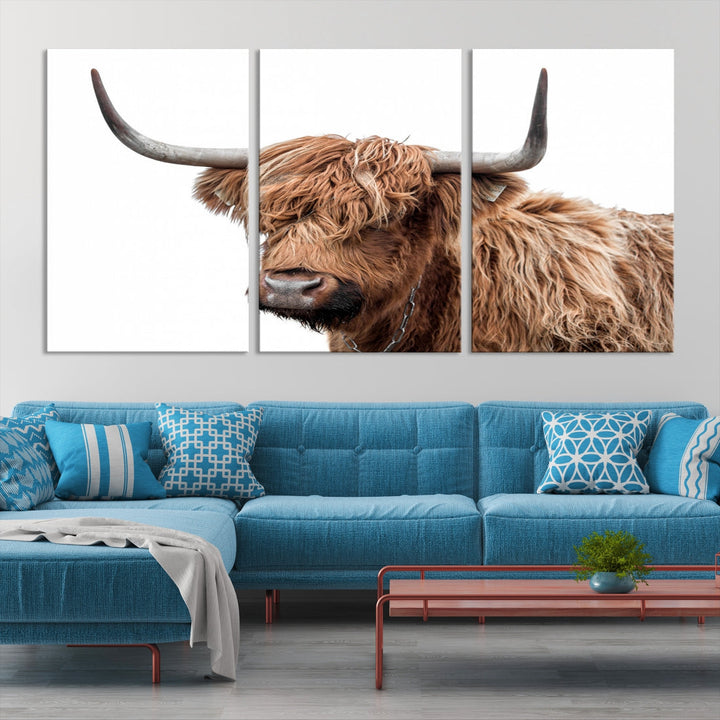 Self Portrait of Highland Cow Canvas Wall Art Print Animal Picture Artwork