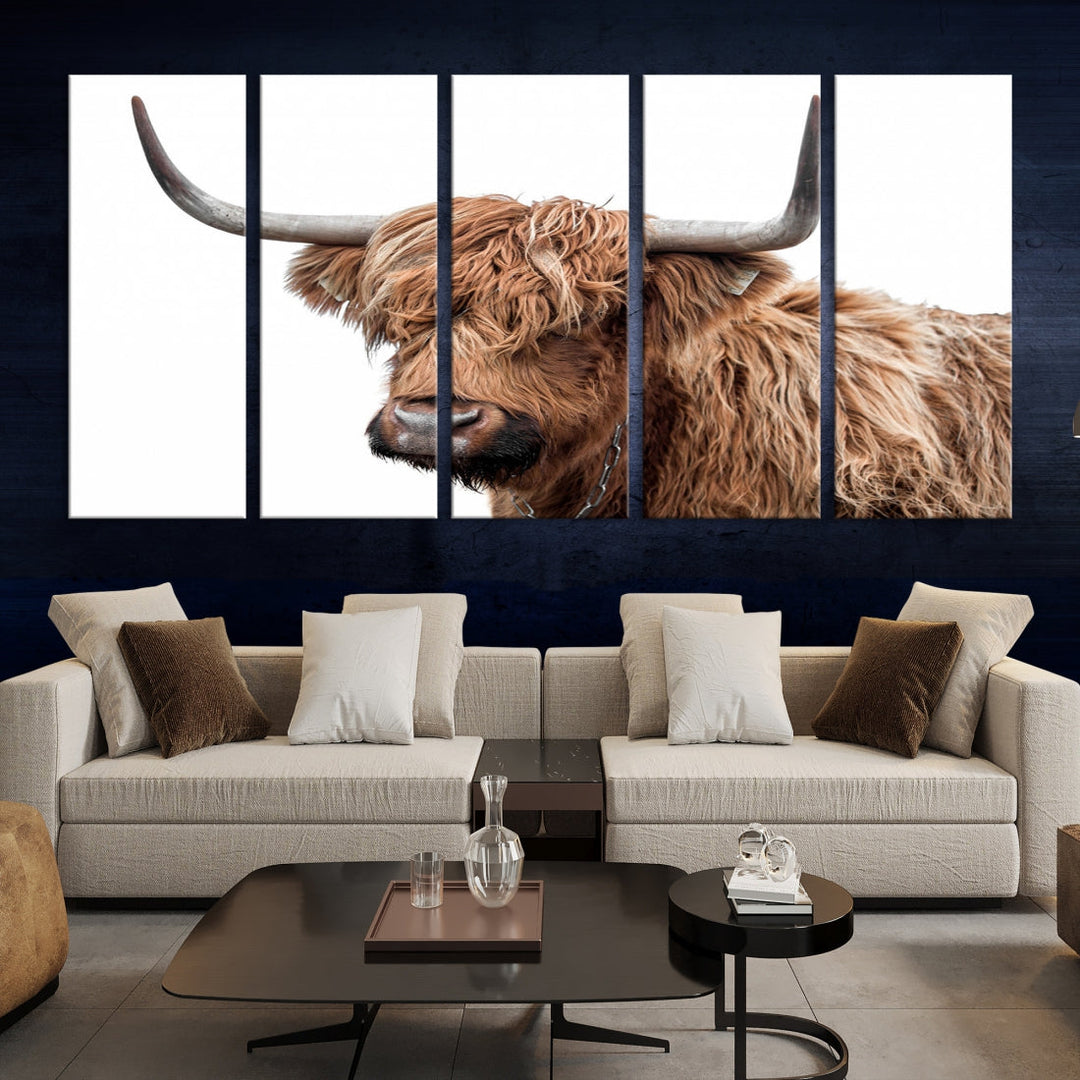 Self Portrait of Highland Cow Canvas Wall Art Print Animal Picture Artwork