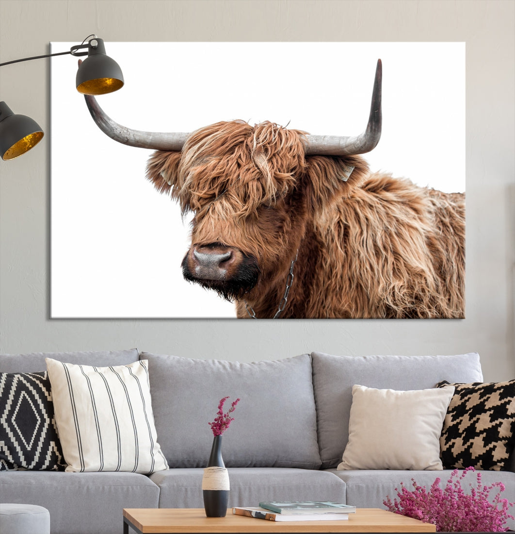 Self Portrait of Highland Cow Canvas Wall Art Print Animal Picture Artwork