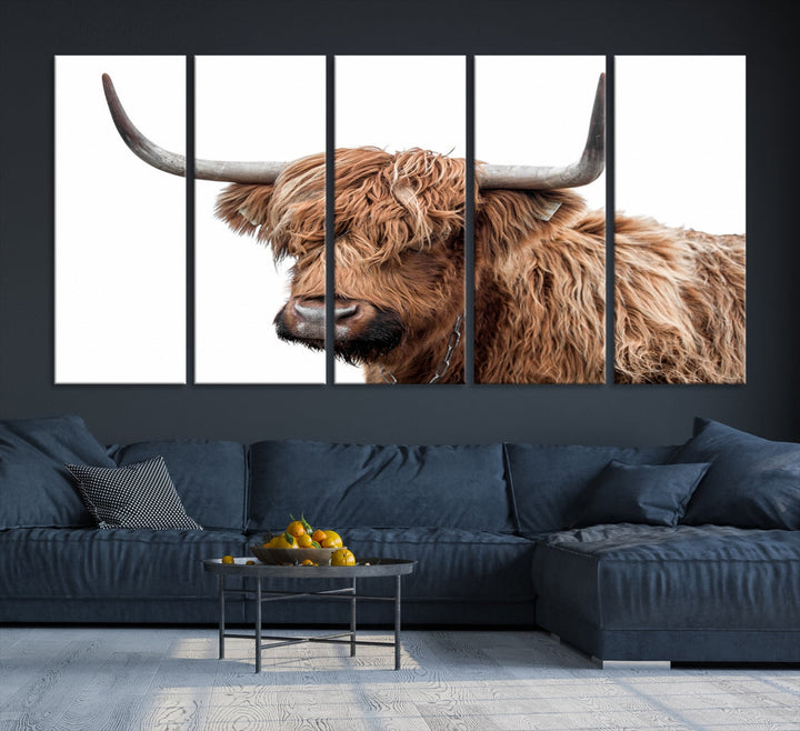 Self Portrait of Highland Cow Canvas Wall Art Print Animal Picture Artwork