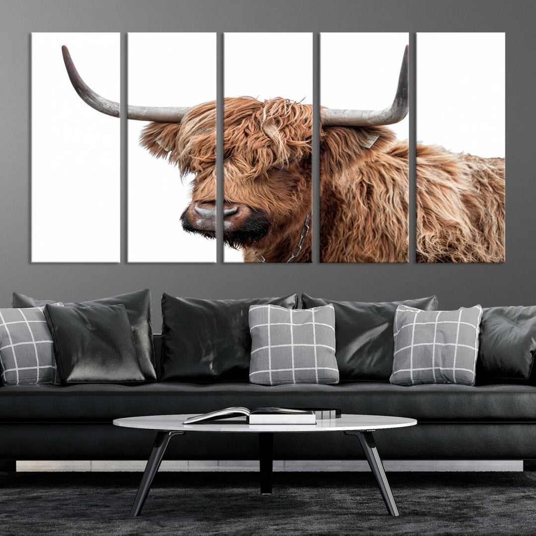 Self Portrait of Highland Cow Canvas Wall Art Print Animal Picture Artwork