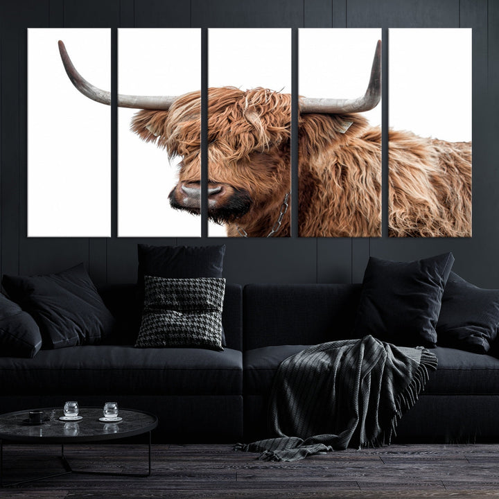 Self Portrait of Highland Cow Canvas Wall Art Print Animal Picture Artwork