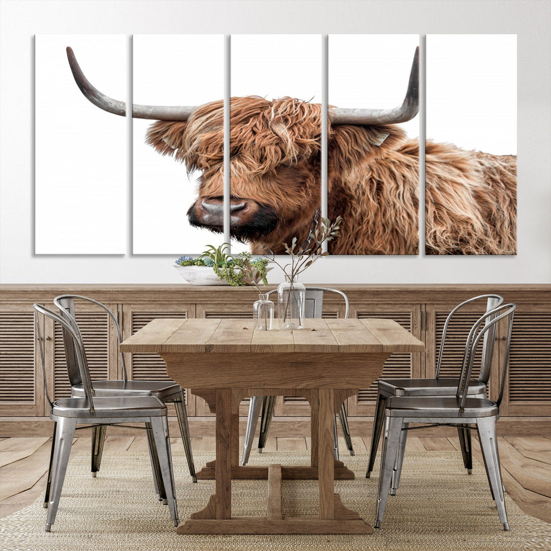 Self Portrait of Highland Cow Canvas Wall Art Print Animal Picture Artwork