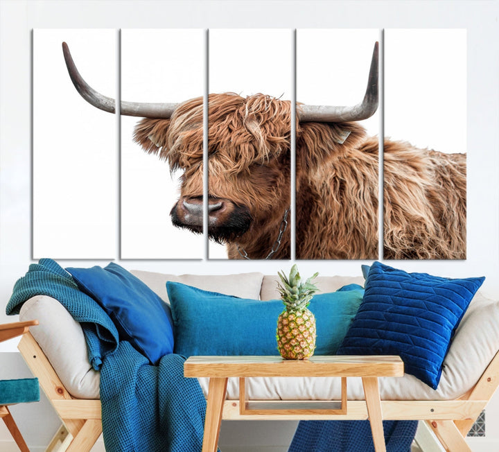 Self Portrait of Highland Cow Canvas Wall Art Print Animal Picture Artwork