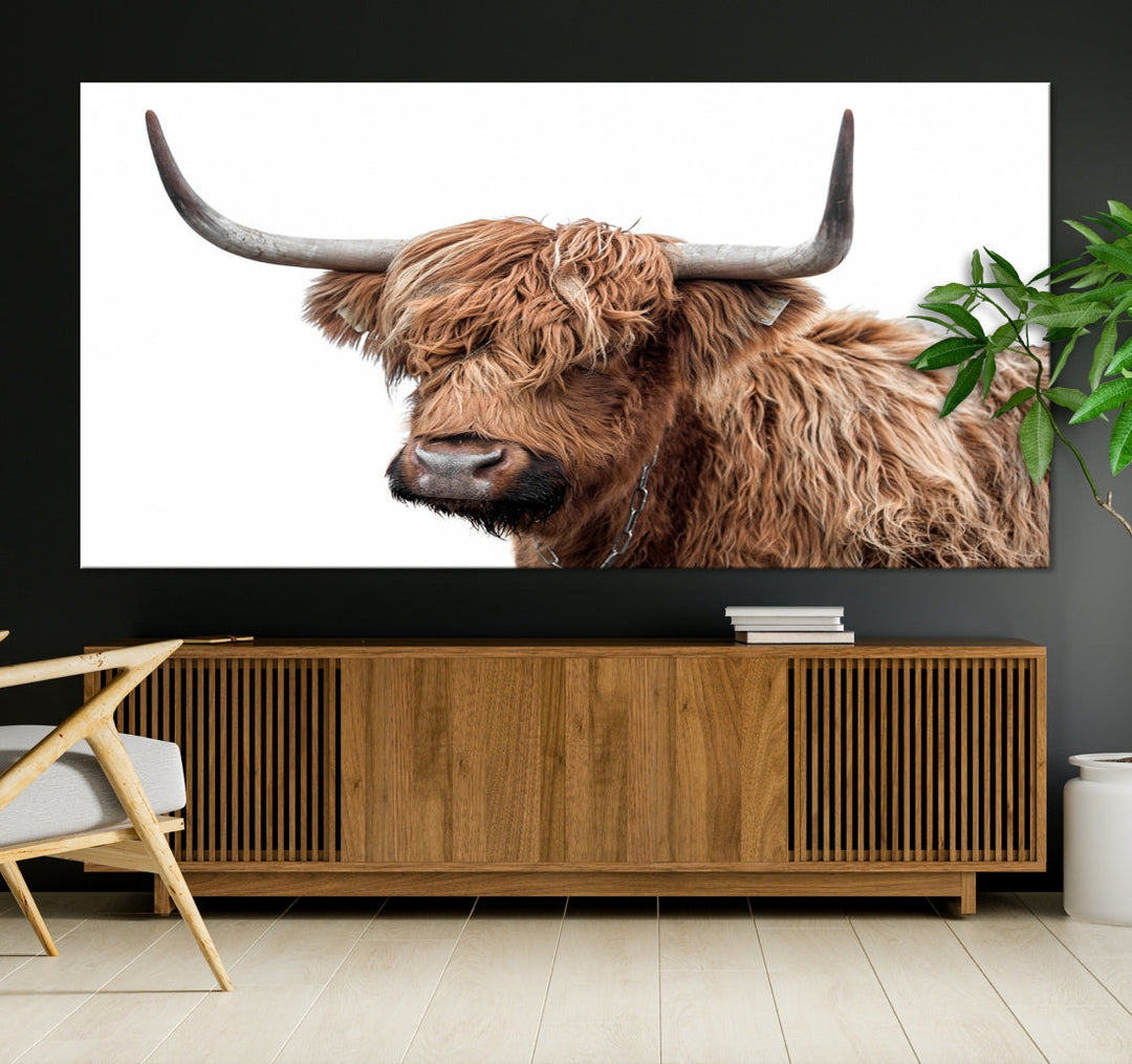 Self Portrait of Highland Cow Canvas Wall Art Print Animal Picture Artwork