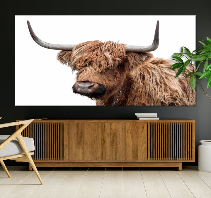 Self Portrait of Highland Cow Canvas Wall Art Print Animal Picture Artwork