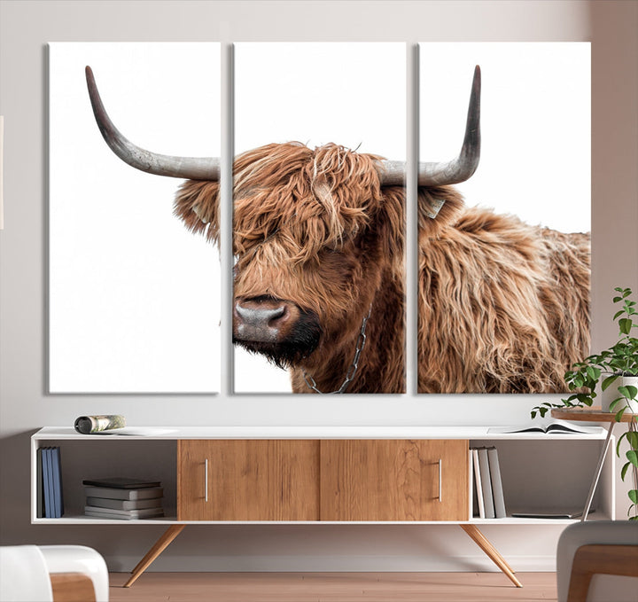 Self Portrait of Highland Cow Canvas Wall Art Print Animal Picture Artwork