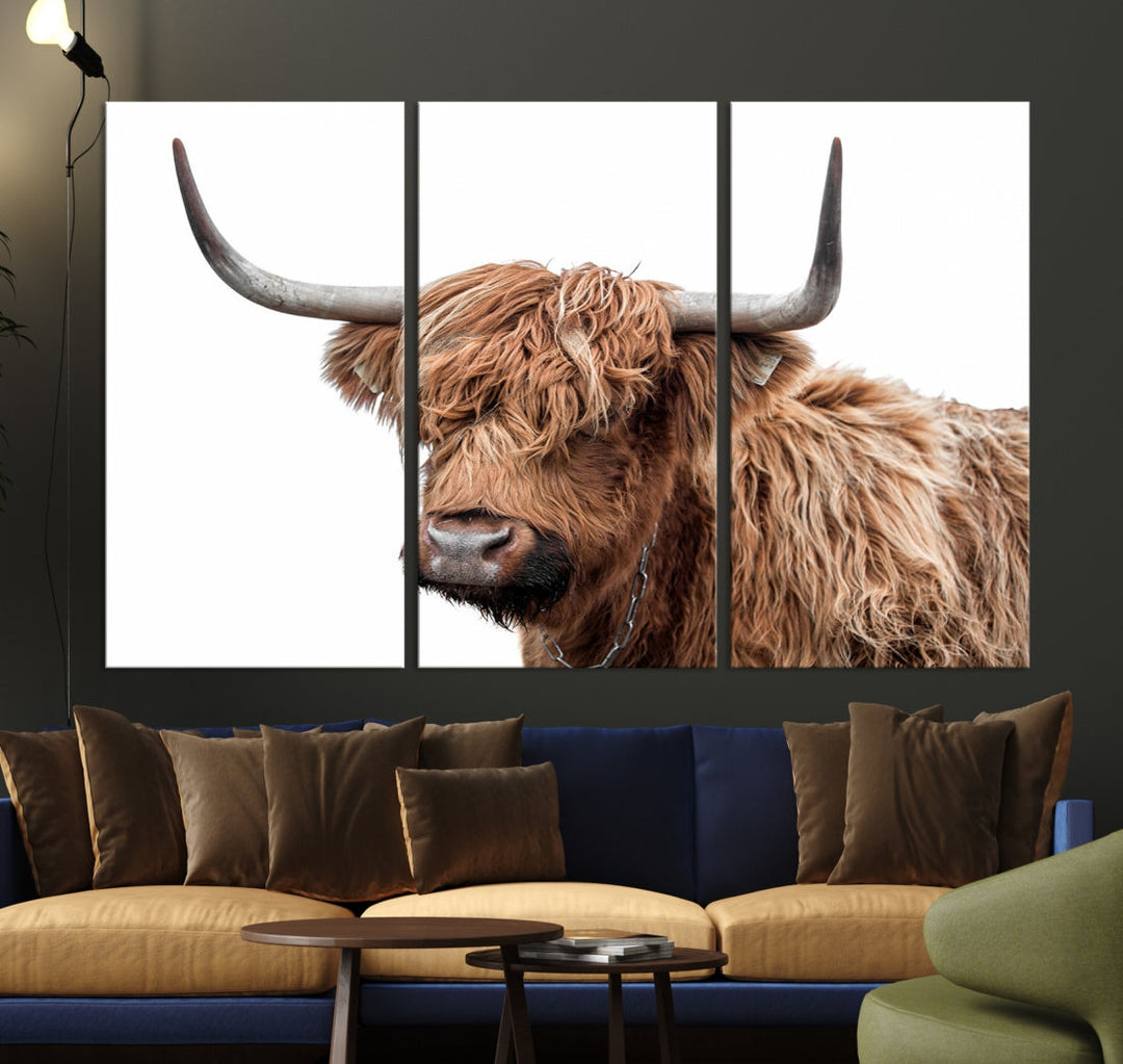 Self Portrait of Highland Cow Canvas Wall Art Print Animal Picture Artwork