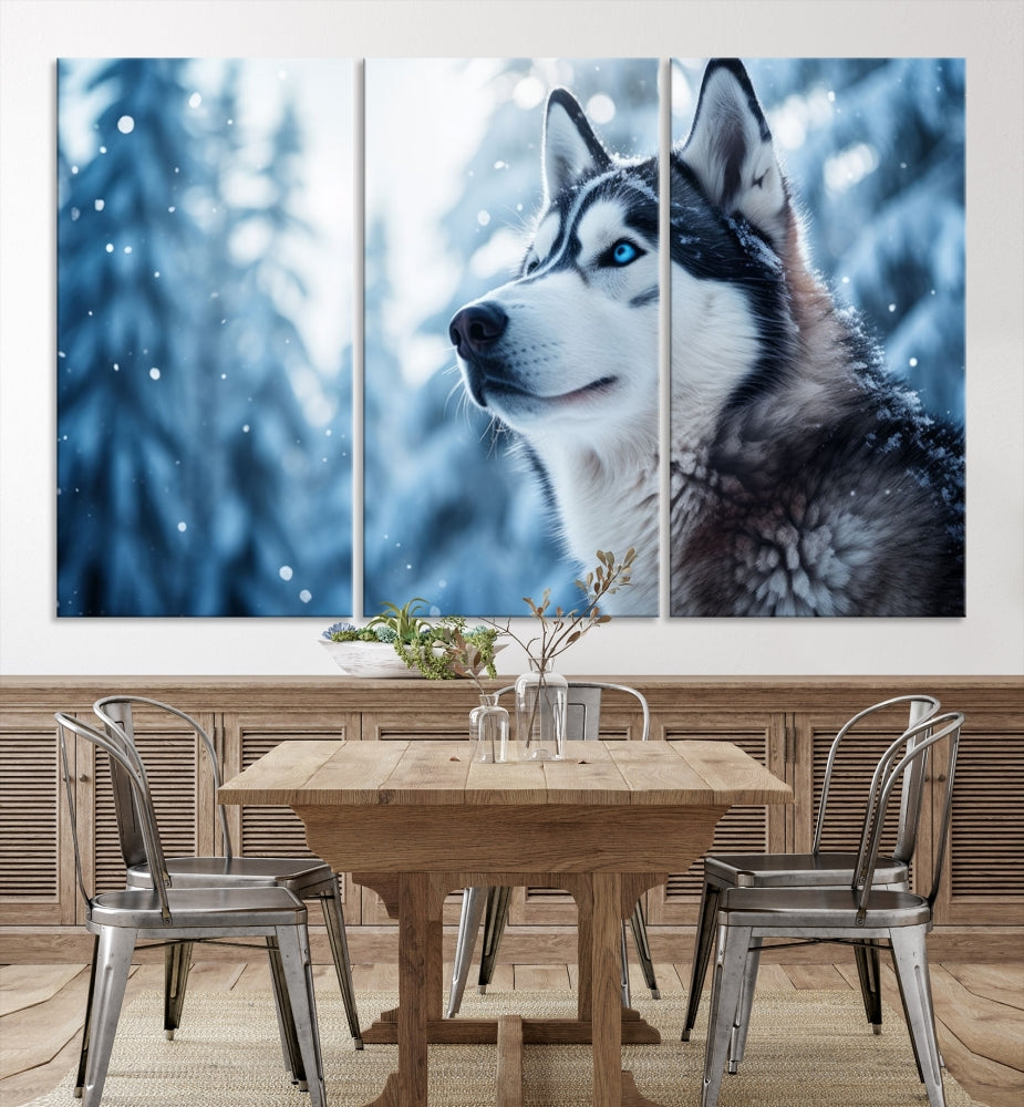 Siberian Wolf Prints Winter Photography Wild Animal Canvas Wall Art Print Piece Art