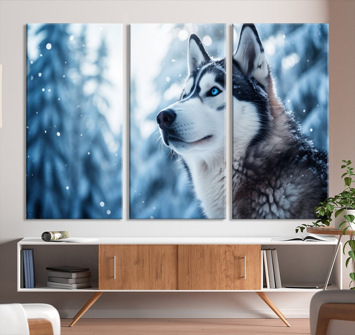 Siberian Wolf Prints Winter Photography Wild Animal Canvas Wall Art Print Piece Art