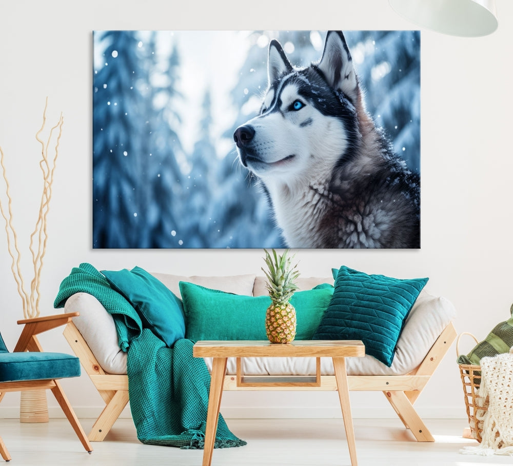 Siberian Wolf Prints Winter Photography Wild Animal Canvas Wall Art Print Piece Art