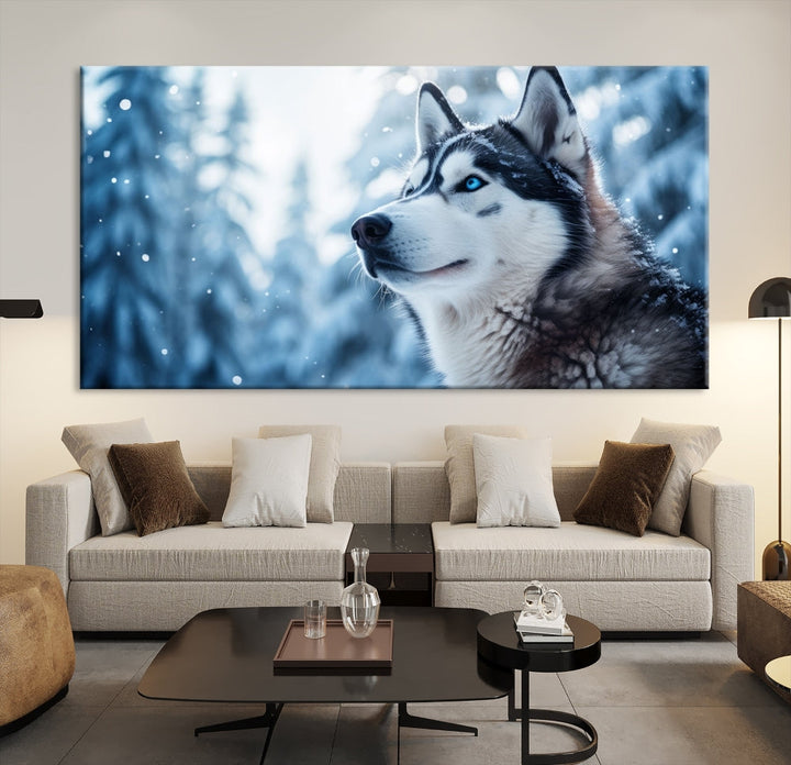 Siberian Wolf Prints Winter Photography Wild Animal Canvas Wall Art Print Piece Art