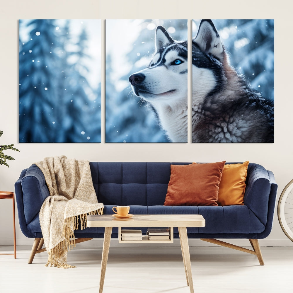 Siberian Wolf Prints Winter Photography Wild Animal Canvas Wall Art Print Piece Art