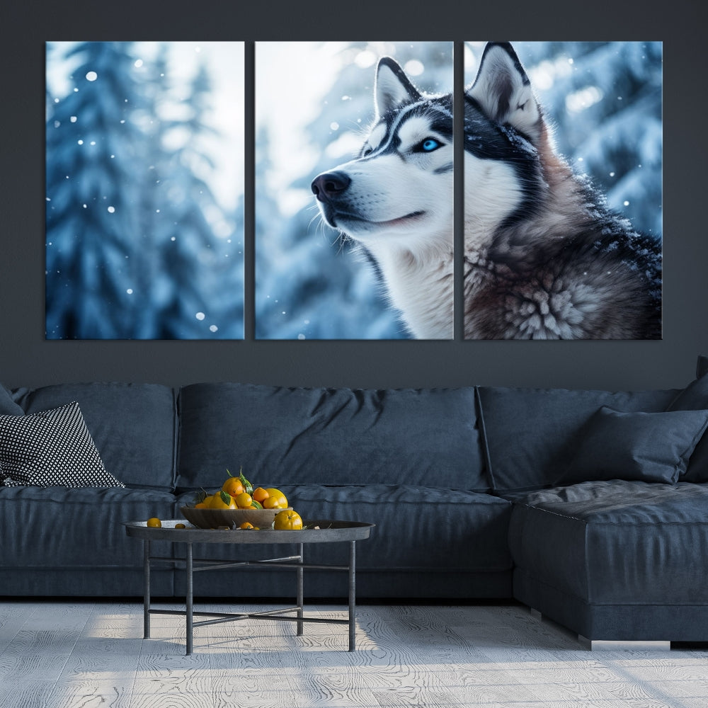 Siberian Wolf Prints Winter Photography Wild Animal Canvas Wall Art Print Piece Art