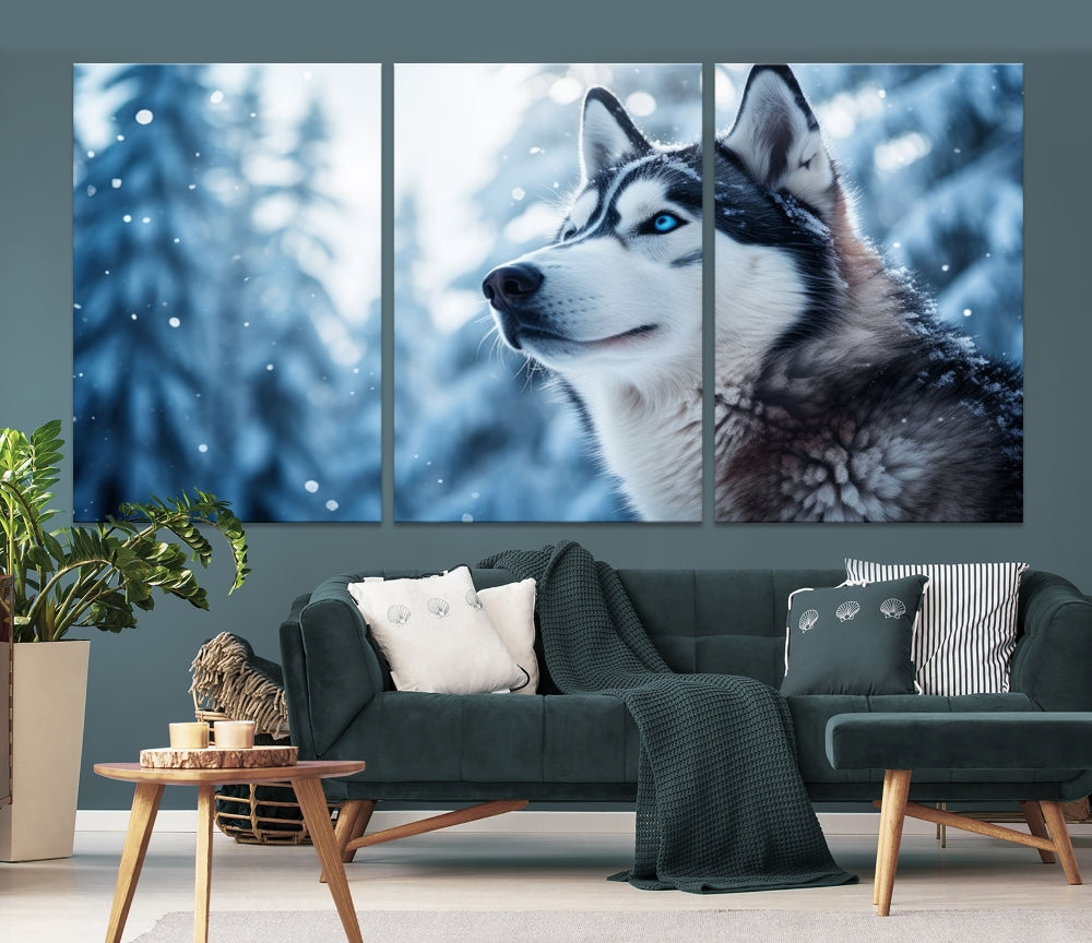 Siberian Wolf Prints Winter Photography Wild Animal Canvas Wall Art Print Piece Art