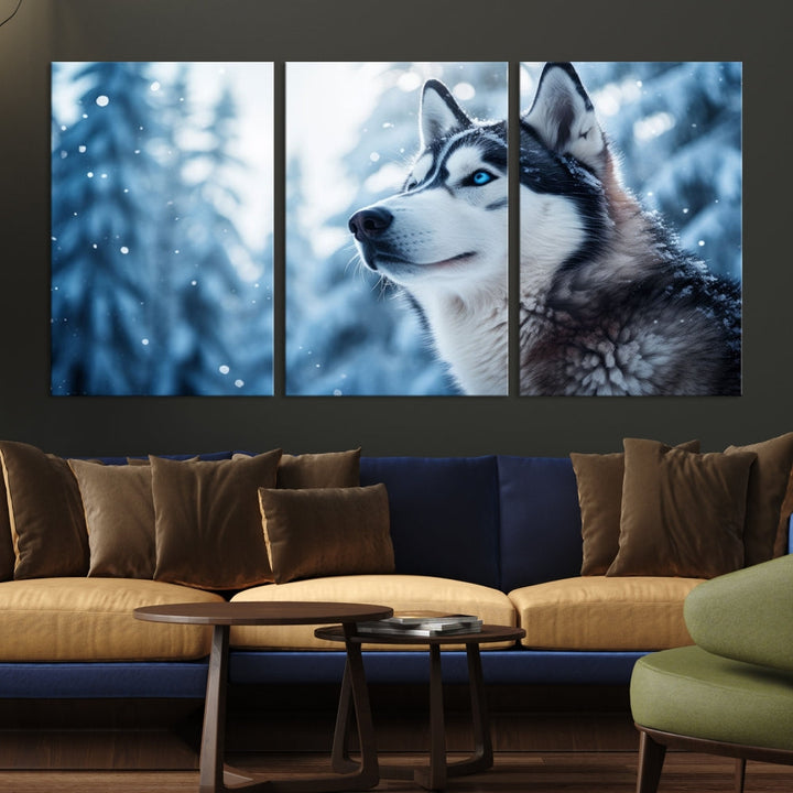 Siberian Wolf Prints Winter Photography Wild Animal Canvas Wall Art Print Piece Art