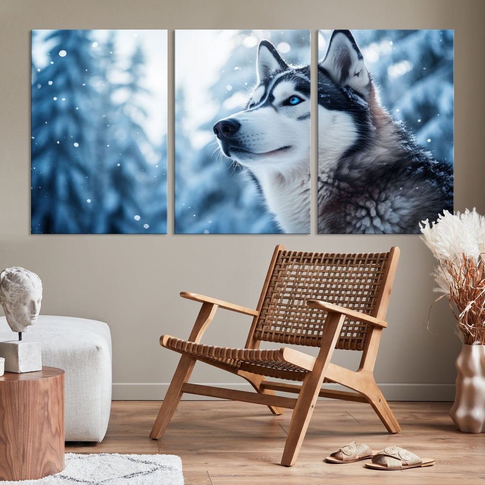 Siberian Wolf Prints Winter Photography Wild Animal Canvas Wall Art Print Piece Art