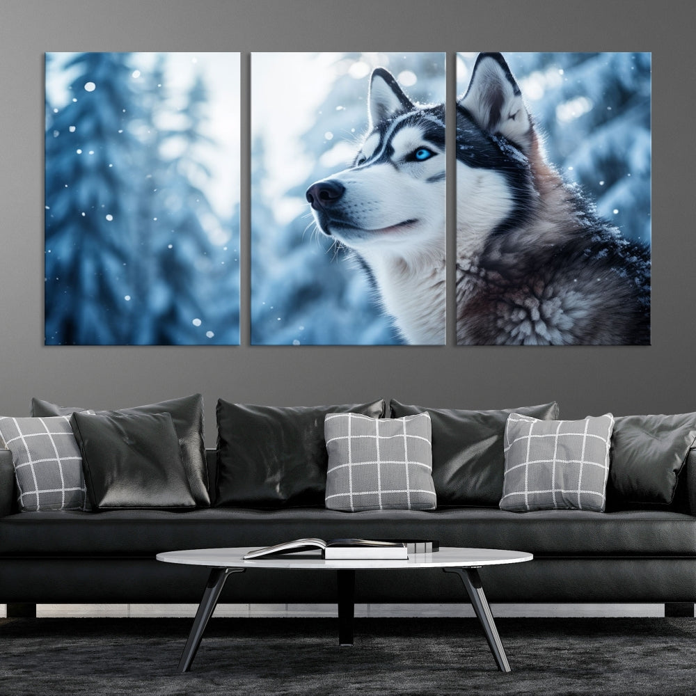 Siberian Wolf Prints Winter Photography Wild Animal Canvas Wall Art Print Piece Art