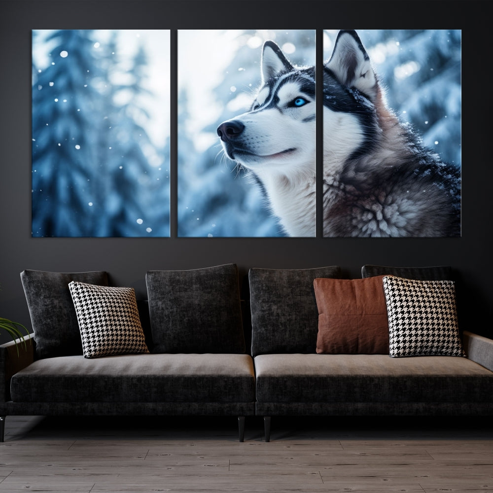 Siberian Wolf Prints Winter Photography Wild Animal Canvas Wall Art Print Piece Art