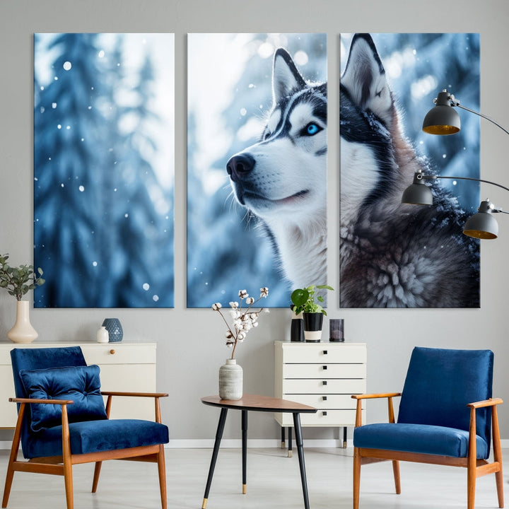 Siberian Wolf Prints Winter Photography Wild Animal Canvas Wall Art Print Piece Art