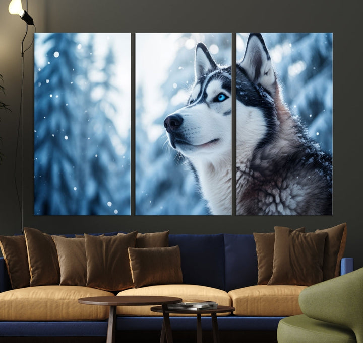 Siberian Wolf Prints Winter Photography Wild Animal Canvas Wall Art Print Piece Art