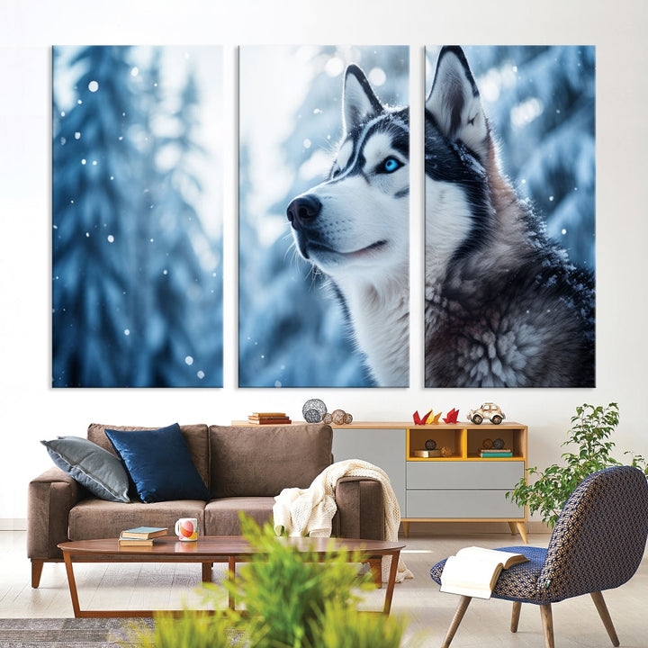 Siberian Wolf Prints Winter Photography Wild Animal Canvas Wall Art Print Piece Art