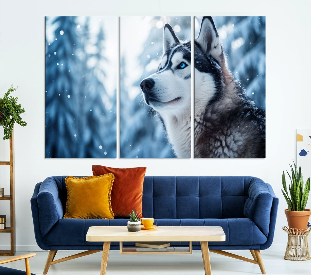 Siberian Wolf Prints Winter Photography Wild Animal Canvas Wall Art Print Piece Art