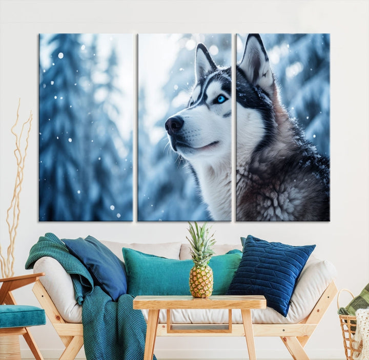 Siberian Wolf Prints Winter Photography Wild Animal Canvas Wall Art Print Piece Art