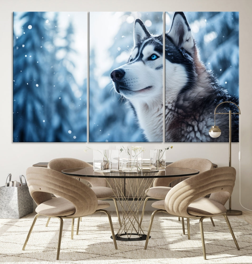 Siberian Wolf Prints Winter Photography Wild Animal Canvas Wall Art Print Piece Art