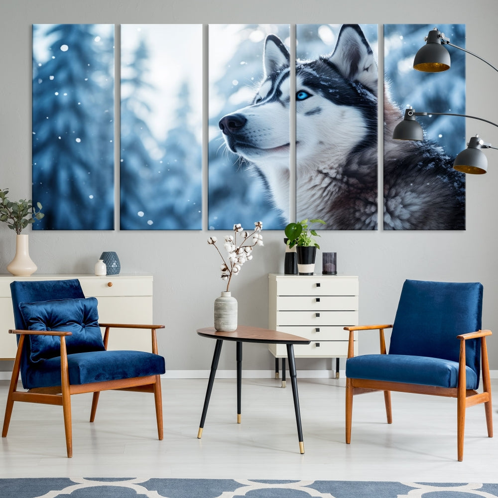 Siberian Wolf Prints Winter Photography Wild Animal Canvas Wall Art Print Piece Art